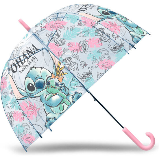 PARAGUAS MANUAL BURBUJA TRANSPARENTE OHANA STITCH DISNEY 46CM image 0