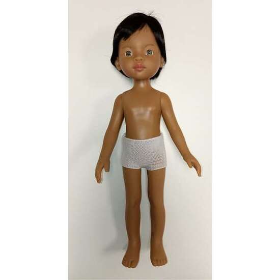 MUÑECA SIN ROPA BALBINO NIÑO LATINO  CON PELO CORTO NEGRO Y RAYA AL LADO, OJOS GRISES 32 CM image 2