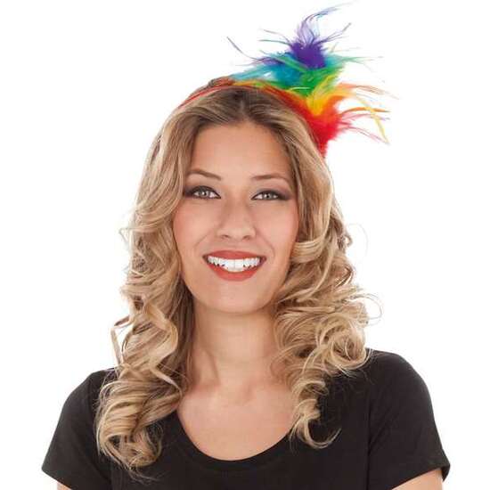 DIADEMA DE PLUMAS ARCO IRIS TALLA ÚNICA image 0