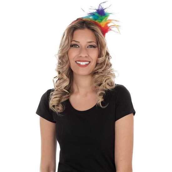 DIADEMA DE PLUMAS ARCO IRIS TALLA ÚNICA image 1