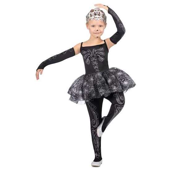 DISFRAZ BAILARINA ESQUELETO TIARA, VESTIDO, MITONES Y MALLAS TALLA 7-9 Y image 0