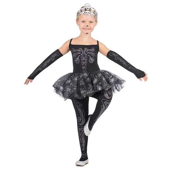 DISFRAZ BAILARINA ESQUELETO TIARA, VESTIDO, MITONES Y MALLAS TALLA 7-9 Y image 3