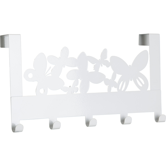 PERCHA 5 COLGADORES MARIPOSAS BLANCO image 0