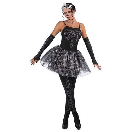 DISFRAZ BAILARINA ESQUELETO TIARA, VESTIDO, MITONES Y MALLAS TALLA S image 0