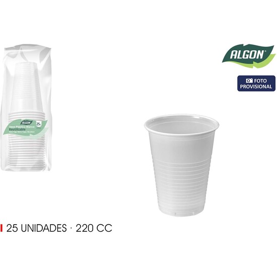 SET-25 VASO BLANCO 220CC ALGON image 0