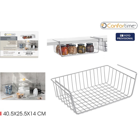 CESTA P/ESTANTE COCINA GREY 40.5CM CONFORTIME image 1