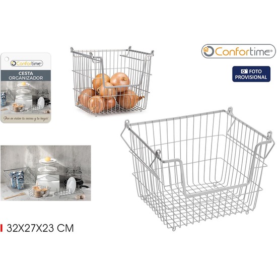 CESTA ORGANIZADOR CON DOS ASAS GREY CONFORTIME image 1