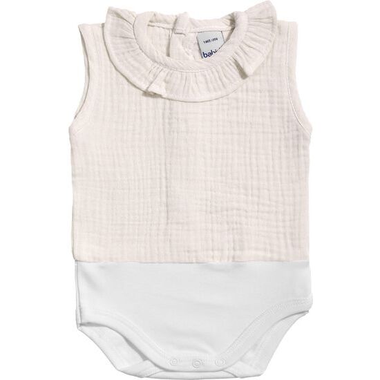 BODY C/VOLANTE BAMBULA SIN MANGAS BEIGE TALLA 12 MESES image 0