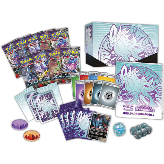 ESTUCHE SURTIDO JUEGO CARTAS COLECCIONABLES ELITE FUERZAS TEMPORALES ESCARLATA Y PURPURA POKEMON ESPAÑOL image 0
