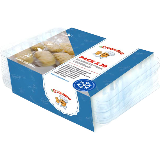 PACK 20 BANDEJAS APILABLES Y REUTILIZABLES PARA 200 MASAS (CROQUETAS, ALBÓNDIGAS, BOLAS, ETC.)-  LA CROQUETERA: PATENTADO Y FABRICADO EN ESPAÑA image 0
