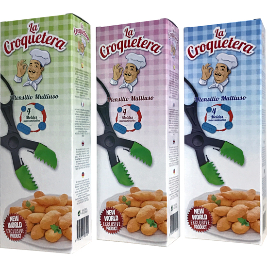 UTENSILIO MULTIUSO CON 4 MOLDES INTERCAMBIABLES , PARA CROQUETAS, ALBÓNDIGAS, BOLAS, SUSHI, EN COLOR VERDE DE PLÁSTICO - LA CROQUETERA: PATENTADO Y FA image 5