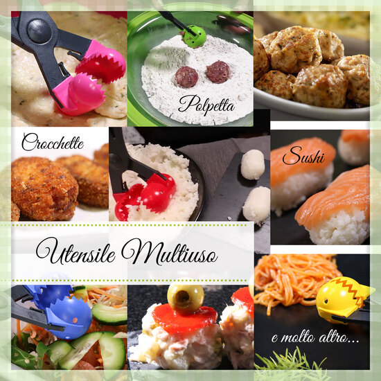 UTENSILIO MULTIUSO CON 4 MOLDES INTERCAMBIABLES , PARA CROQUETAS, ALBÓNDIGAS, BOLAS, SUSHI, EN COLOR VERDE DE PLÁSTICO - LA CROQUETERA: PATENTADO Y FA image 9
