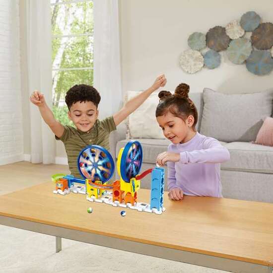 CIRCUITO DE CANICAS INTERACTIVO CON 2 NORIAS ELECTRÓNICA MARBLE RUSH FUN FAIR SET ELECTRONIC M200E.25 PIEZAS Y 5 CANICAS. 32X45X24 CM image 1