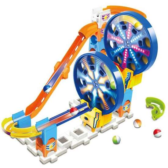 CIRCUITO DE CANICAS INTERACTIVO CON 2 NORIAS ELECTRÓNICA MARBLE RUSH FUN FAIR SET ELECTRONIC M200E.25 PIEZAS Y 5 CANICAS. 32X45X24 CM image 2