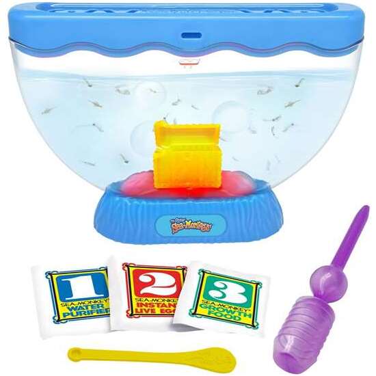 SEA MONKEYS OCEAN ZOO COFRE DEL TESORO CON LUZ EXP 12 PIEZS. SON PLACTON Y MICRO CRUSTÁCEOS.INCLUYE HUEVOS DE VIDA INSTANTANEA COMIDA CUCHARA E INSTRUCCIONES. image 0