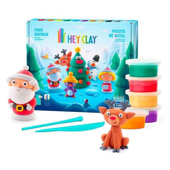 PLASTILINA HEY CLAY PACK NAVIDAD. PUEDES CREAR 9 PERSONAJES DE PLASTILINA. INCLUYE 15 BOTES DE HASTA 14 COLORES EN TOTAL. image 2