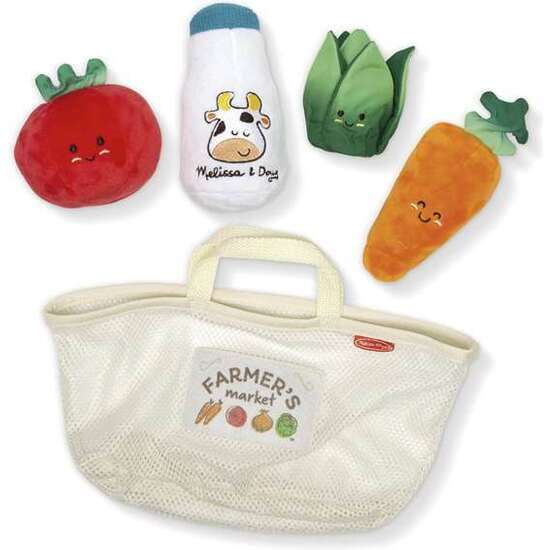 CESTA DE LA COMPRA MELISSA & DOUG CON 4 PIEZAS SENSORIALES, FÁCILES DE AGARRAR Y CON SIMPÁTICAS CARITAS image 0