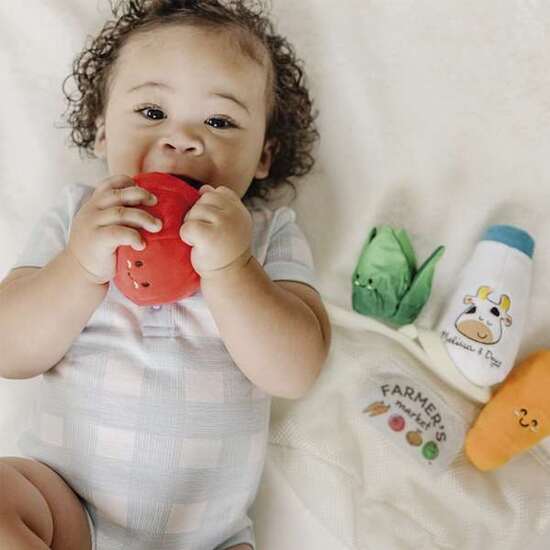 CESTA DE LA COMPRA MELISSA & DOUG CON 4 PIEZAS SENSORIALES, FÁCILES DE AGARRAR Y CON SIMPÁTICAS CARITAS image 3