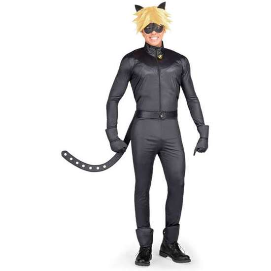 DISFRAZ ADULTO CAT NOIR( CHAQUETA , PANTALÓN, CINTURÓN, GUANTES, ANTIFAZ, PELUCA Y ANILLO). TALLA M/L image 0