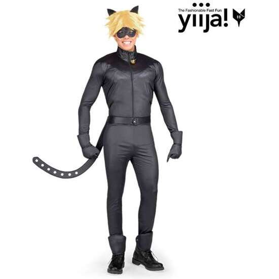 DISFRAZ ADULTO CAT NOIR( CHAQUETA , PANTALÓN, CINTURÓN, GUANTES, ANTIFAZ, PELUCA Y ANILLO). TALLA M/L image 1