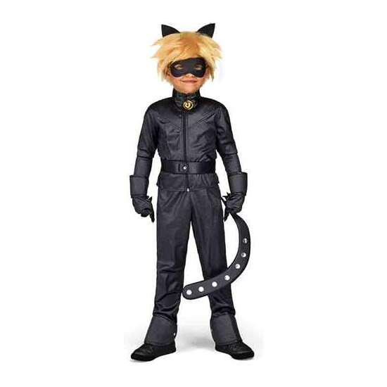 DISFRAZ INFANTIL CAT NOIR( CHAQUETA , PANTALÓN, CINTURÓN, GUANTES, ANTIFAZ, PELUCA Y ANILLO). TALLA 6-8 AÑOS image 0