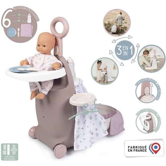 TROLLEY BABY NURSE 3 EN 1 MALETA,TRONA Y CUNA PARA MUÑECAS DE HASTA 42 CM NO INCLUIDA  CON 6 ACCESORIOS. 62X25,5X25,5 CM image 2