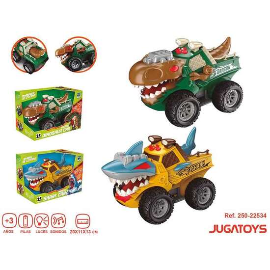 COCHE DINOSAURIO O TIBURÓN INERTIA CON LUZ Y SONIDOS, BATERÍA 20X11X13CM, 2 MOD.SDOS - MODELOS SURTIDOS image 1