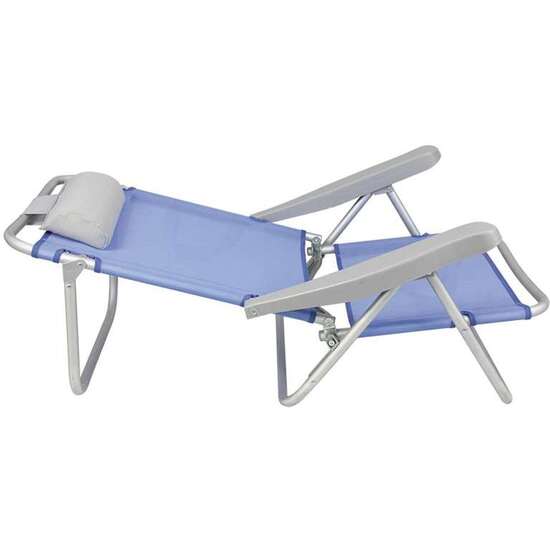 SILLA PLAYA ALUMINIO MULTIPOSICION AZUL CON REPOSACABEZAS 25 CM., ALMOHADILLA Y REPOSABRAZOS GRIS,  80X65X45CM, 25 CM ALTURA ASIENTO image 2