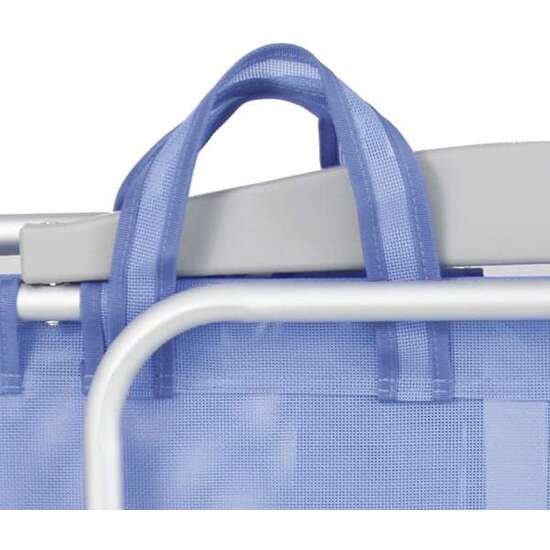 SILLA PLAYA ALUMINIO MULTIPOSICION AZUL CON REPOSACABEZAS 25 CM., ALMOHADILLA Y REPOSABRAZOS GRIS,  80X65X45CM, 25 CM ALTURA ASIENTO image 3