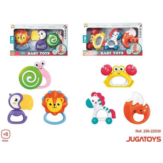 MORDEDORES ANIMALES, LORO, LEÓN, CARACOL Y CEBRA, CANGREJO, ZORRO 10CM PACK CON 3 PIEZAS. - MODELOS SURTIDOS image 1