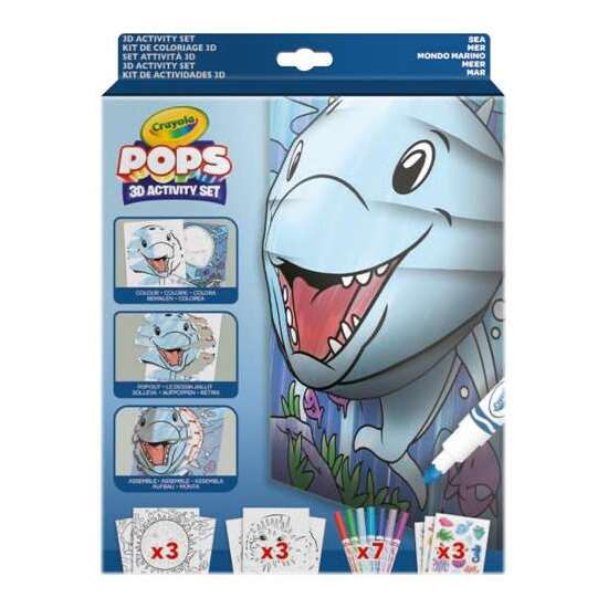 ACTIVIDADES 3D COLOR POPS SEA SET CON 3 FONDOS, 3 HOJAS 3D, 7 ROTULADORES, 3 HOJAS ADHESIVAS Y CINTA ADHESIVA. 29X22X2,6 CM image 0
