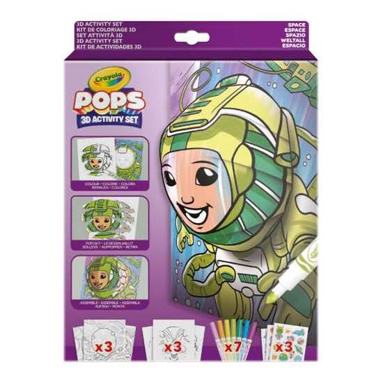 ACTIVIDADES 3D COLOR POPS SPACE SET CON 3 FONDOS, 3 HOJAS 3D, 7 ROTULADORES, 3 HOJAS ADHESIVAS Y CINTA ADHESIVA. 29X22X2,6 CM image 0