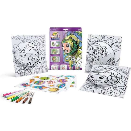 ACTIVIDADES 3D COLOR POPS SPACE SET CON 3 FONDOS, 3 HOJAS 3D, 7 ROTULADORES, 3 HOJAS ADHESIVAS Y CINTA ADHESIVA. 29X22X2,6 CM image 1