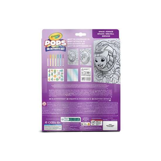 ACTIVIDADES 3D COLOR POPS SPACE SET CON 3 FONDOS, 3 HOJAS 3D, 7 ROTULADORES, 3 HOJAS ADHESIVAS Y CINTA ADHESIVA. 29X22X2,6 CM image 5