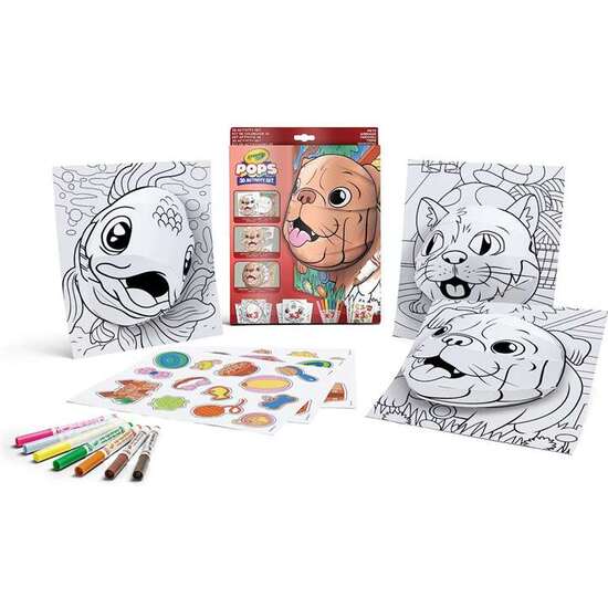 ACTIVIDADES 3D COLOR POPS SET MASCOTAS CON 3 FONDOS, 3 HOJAS 3D, 7 ROTULADORES, 3 HOJAS ADHESIVAS Y CINTA ADHESIVA. 29X22X2,6 CM image 1