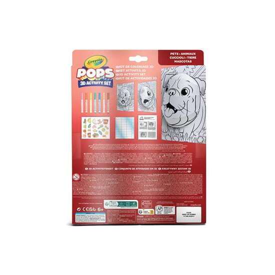 ACTIVIDADES 3D COLOR POPS SET MASCOTAS CON 3 FONDOS, 3 HOJAS 3D, 7 ROTULADORES, 3 HOJAS ADHESIVAS Y CINTA ADHESIVA. 29X22X2,6 CM image 5