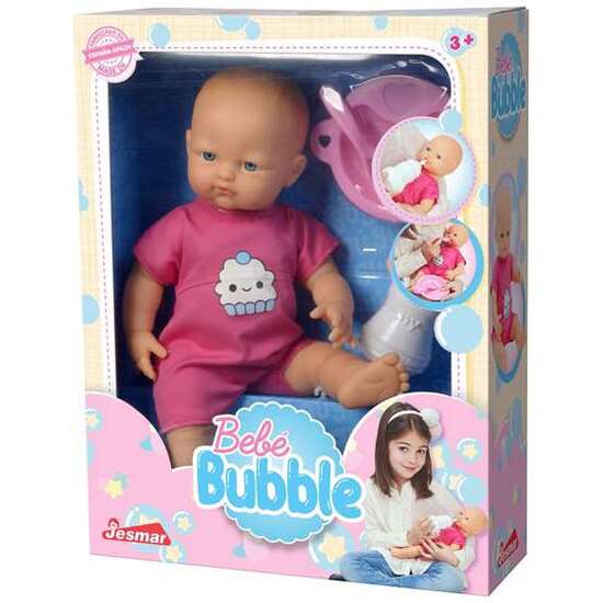 MUÑECO BEBE BUBBLE COMIDITAS DALE DE COMER PARA QUE CREZCA FUERTE Y SANO! TOMA EL BIBERON Y HACE PIPI 37 CM. image 0