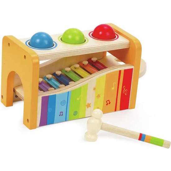 BANCO DE MUSICA CON XILOFONO DE MADERA, DOS MODELOS DE JUEGO (XILOFONO O GOLPEANDO LAS BOLAS) 24X15X13,5 CM image 0