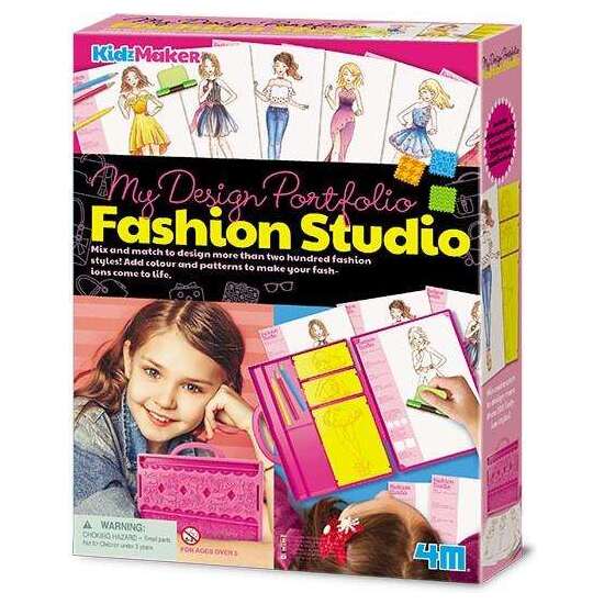 ESTUDIO DE MODA, DIBUJA TUS DISEÑOS CON LAS PLACAS PARA COLCAR, LAPICES, CERA Y HOJAS DE PAPEL. 27,5X20,5X5,5CM image 0