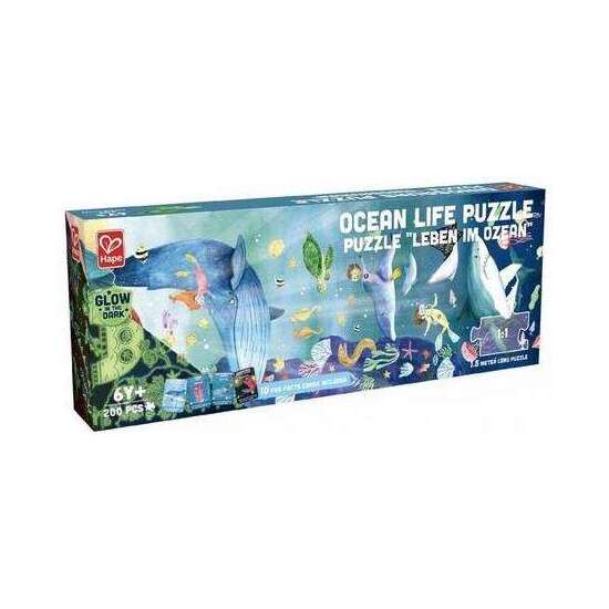 PUZZLE VIDA MARINA 1.5 METROS LARGO CONTIENE 200 PIEZAS QUE SE ILUMINAN EN LA OSCURIDAD Y 10 CARTAS CON DATOS. 150X30X0,2CM image 0
