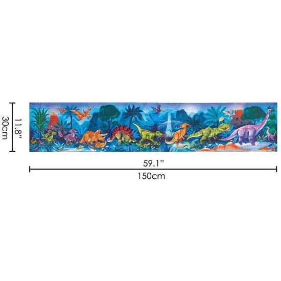 PUZZLE DINOSAURIOS 1.5 METROS LARGO CONTIENE 200 PIEZAS LOS ESQUELETOS BRILLAN EN LA OSCURIDAD. INCLUYE 10 CARTAS CON DATOS. 150X30X0,2CM image 1