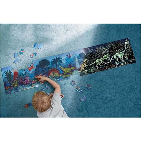 PUZZLE DINOSAURIOS 1.5 METROS LARGO CONTIENE 200 PIEZAS LOS ESQUELETOS BRILLAN EN LA OSCURIDAD. INCLUYE 10 CARTAS CON DATOS. 150X30X0,2CM image 3