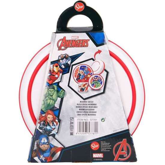 SET VAJILLA PLÁSTICO PREMIUM BICOLOR 3 PIEZAS (2 PLATOS Y 1 VASO) AVENGERS COMIC HEROES ANTIDESLIZANTE image 4
