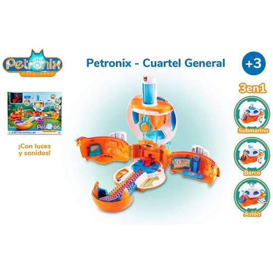 CUARTEL GENERAL PETRONIX CON LUCES Y SONIDOS ¡SE TRANSFORMA EN SUBMARINO, BARCO Y AVIÓN! INCLUYE FIGURA CON MOTO 41X32X14,50 CM image 5