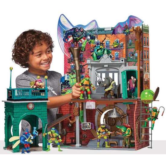 LA GUARDIA DEL ALCANTARILLADO TORTUGAS NINJA PLAYSET CON LOS ESCENARIOS DE LA PELICULA. INCLUYE 20 ACCESORIOS. 49 X 38 X 14 CM image 0