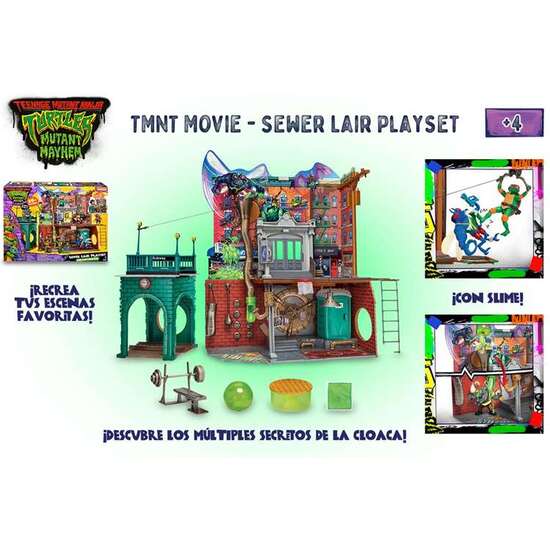 LA GUARDIA DEL ALCANTARILLADO TORTUGAS NINJA PLAYSET CON LOS ESCENARIOS DE LA PELICULA. INCLUYE 20 ACCESORIOS. 49 X 38 X 14 CM image 2