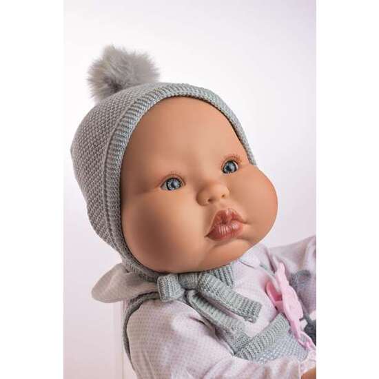 MUÑECA CHUBBY BABY CON PICHI DE LANA GRIS. UN GORDETE DE RECHUPETE!! CUERPO DE VINILO ARTICULADO 50 CM image 1