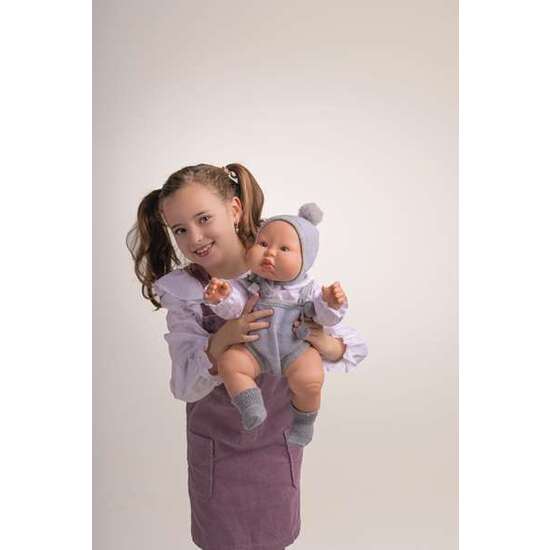 MUÑECA CHUBBY BABY CON PICHI DE LANA GRIS. UN GORDETE DE RECHUPETE!! CUERPO DE VINILO ARTICULADO 50 CM image 2