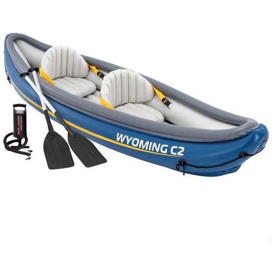 CANOA HINCHABLE PARA 2 PERSONAS WYOMING C2 CON REMOS CON MANGO DE ALUMINIO + BOMBA DE HINCHADO + ACCESORIOS 307X89X53 CM image 0
