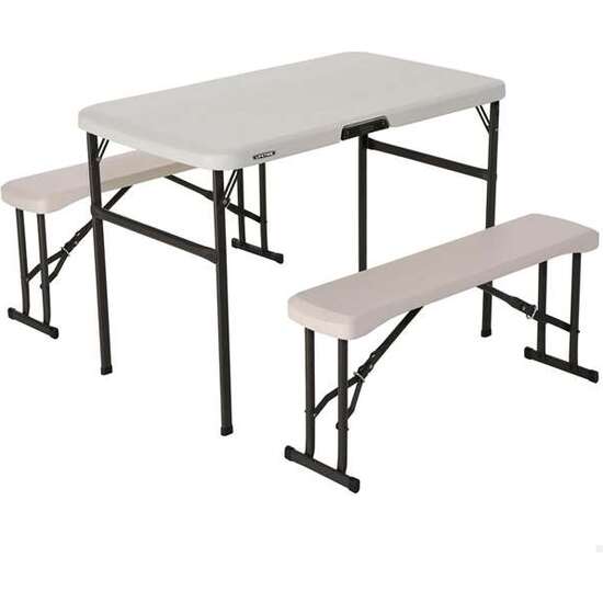 CONJUNTO DE MESA (106X61X74 CM) Y DOS BANCOS (94X22X42 CM)PLEGABLES CON ASAS INCORPORADAS PARA 4 PERSONAS image 0